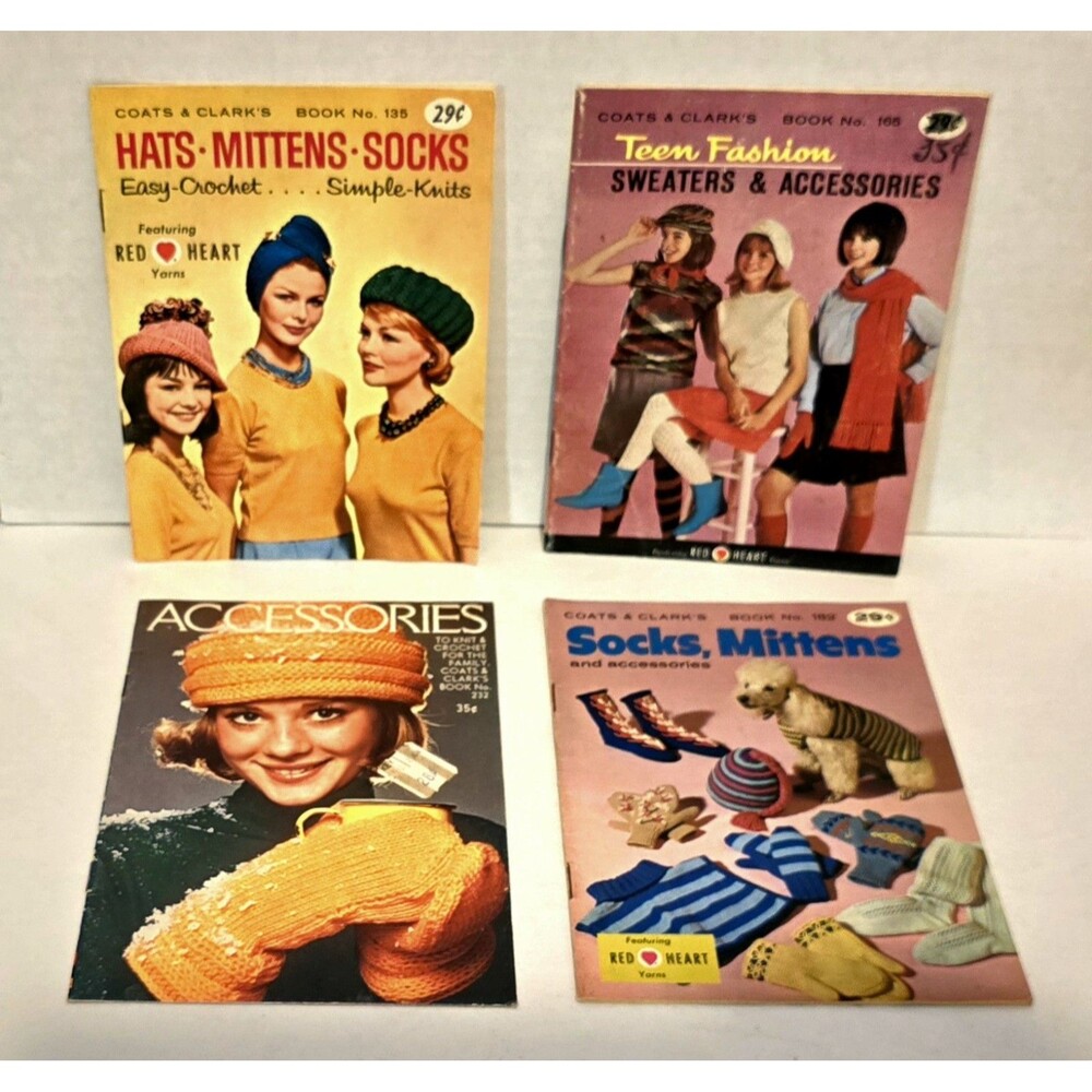Vintage Variety 4 Knit & Crochet Accessory Crafting Coates & Clarks Booklets #2